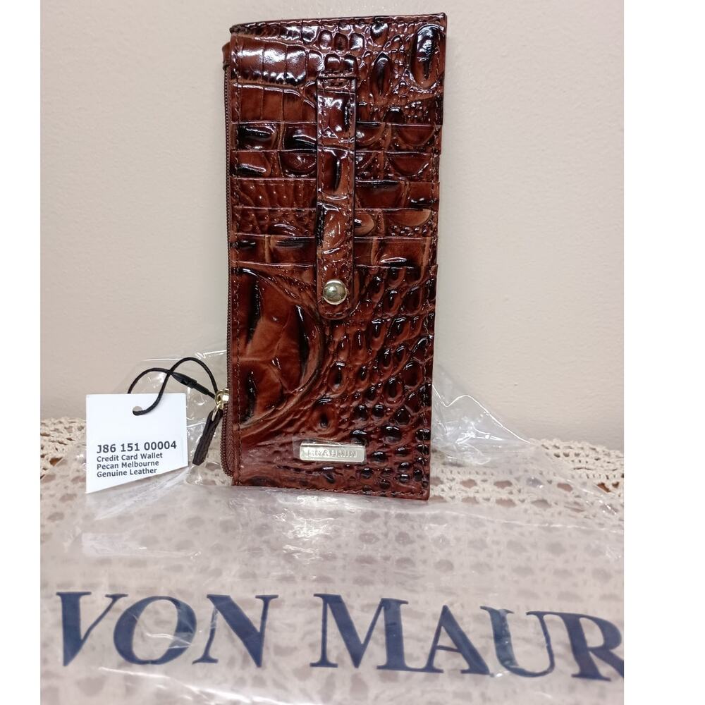 NWT Brahmin Credit Card Wallet Pecan